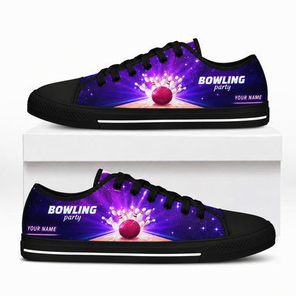 Bowling Party Design Graphic Personalized Low Top Shoes Box Black
