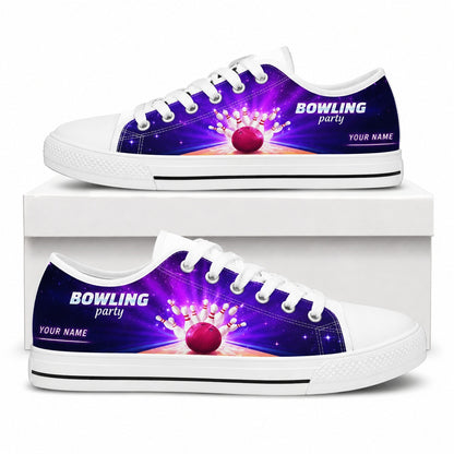 Bowling Party Design Graphic Personalized Low Top Shoes Box White