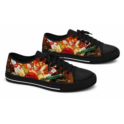 Bowling Party Strike Design Graphic Personalized Low Top Shoes Black Shoes