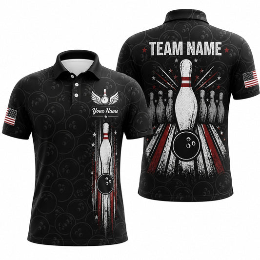 Bowling Pin And Ball Sport Custom Bowling Polo Shirt