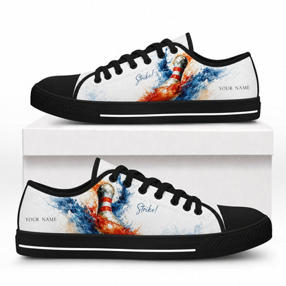 Bowling Pin Splash Graphic Custom Low Top Shoes Box Black