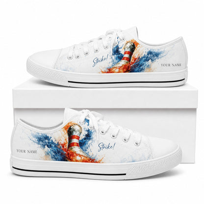 Bowling Pin Splash Graphic Custom Low Top Shoes Box White