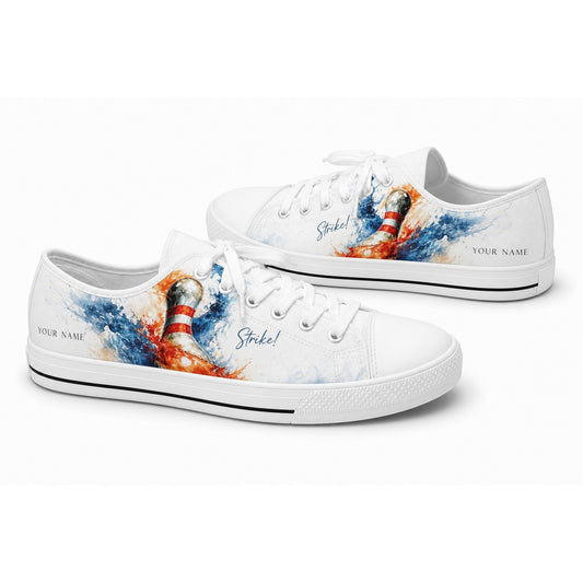 Bowling Pin Splash Graphic Custom Low Top Shoes