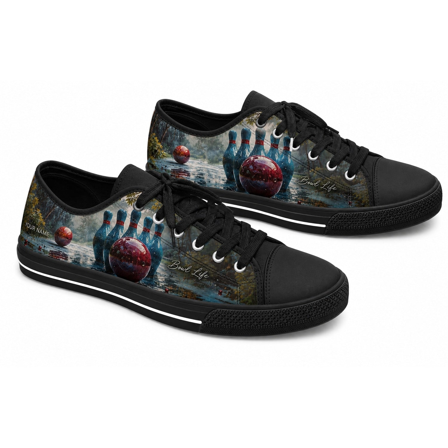Bowling Pins And Ball Classic Custom Low Top Shoes Black Shoes