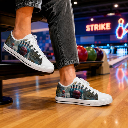 Bowling Pins And Ball Classic Custom Low Top Shoes Bowling Life Style