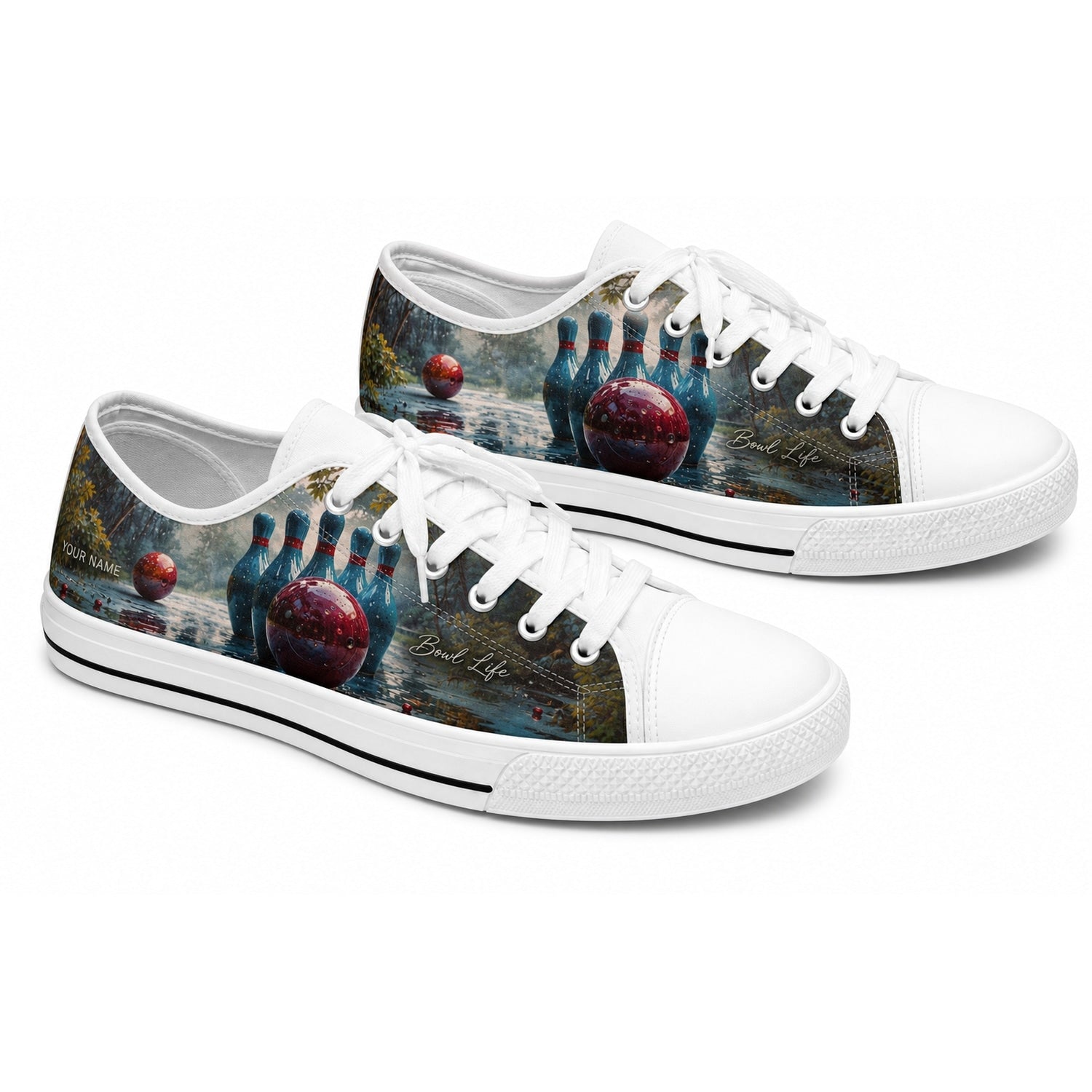 Bowling Pins And Ball Classic Custom Low Top Shoes