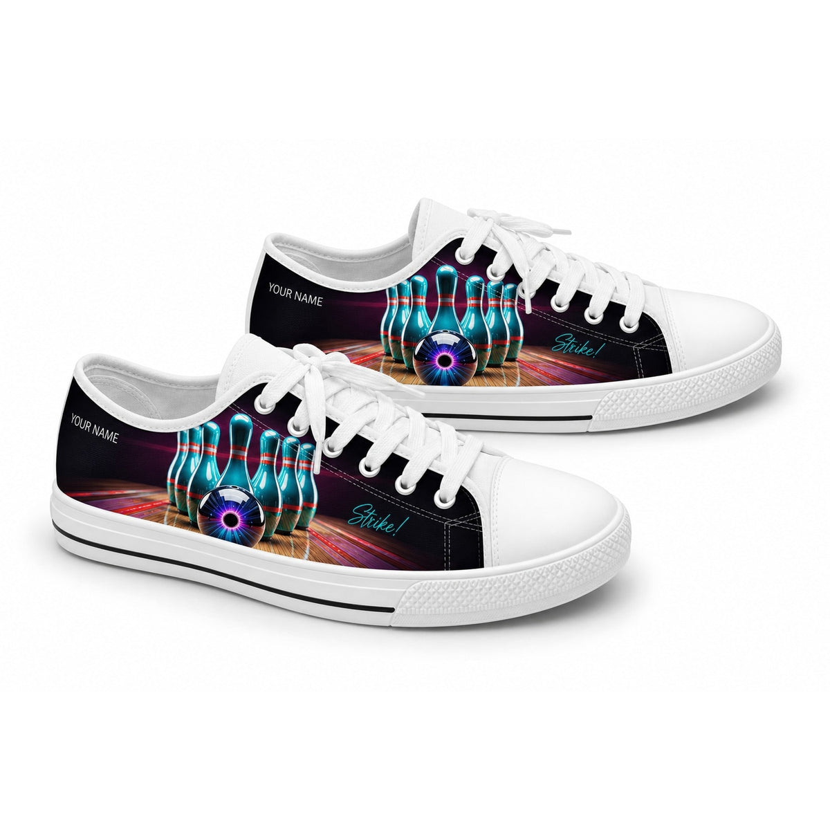 Bowling Pins And Ball Graphic Custom Low Top Shoes