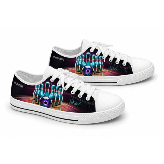 Bowling Pins And Ball Graphic Custom Low Top Shoes