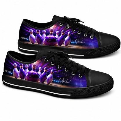 Bowling Pins And Ball Graphic Personalized Low Top Shoes Black Shoes
