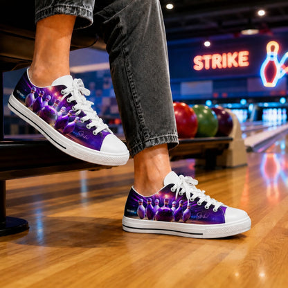 Bowling Pins And Ball Graphic Personalized Low Top Shoes Bowling Life Style