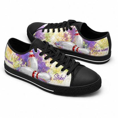 Bowling Pins Design Graphic Custom Low Top Shoes Black Shoes