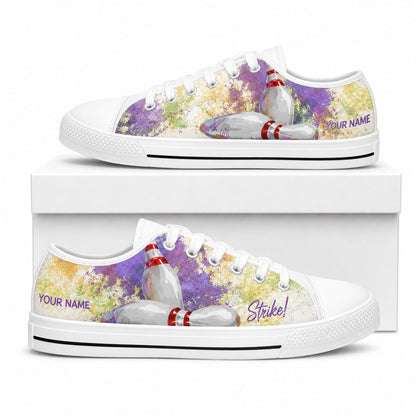 Bowling Pins Design Graphic Custom Low Top Shoes Box White