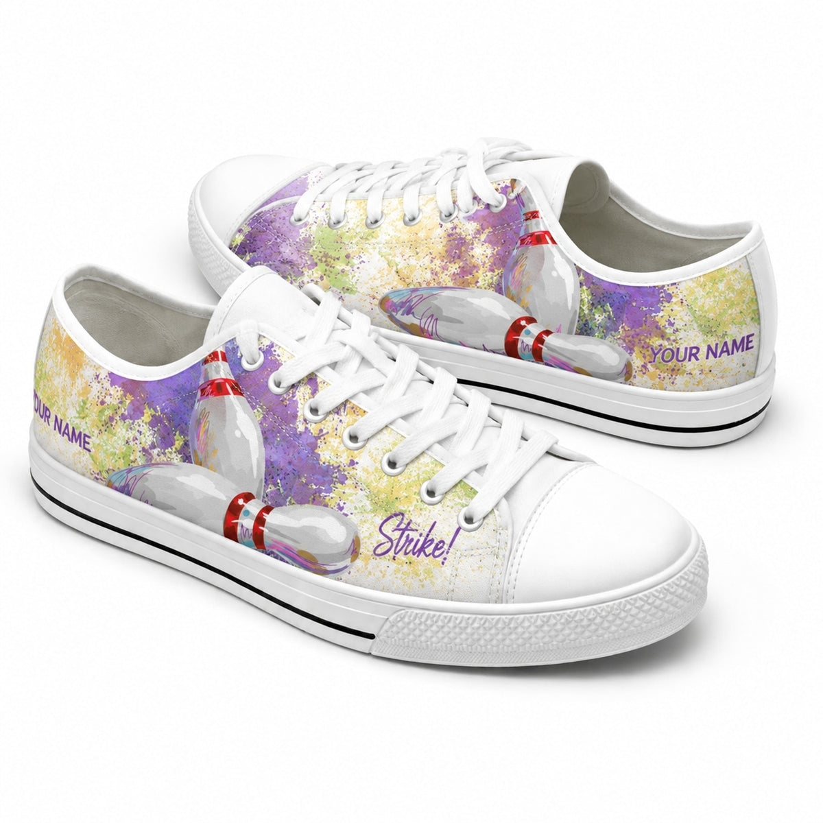 Bowling Pins Design Graphic Custom Low Top Shoes