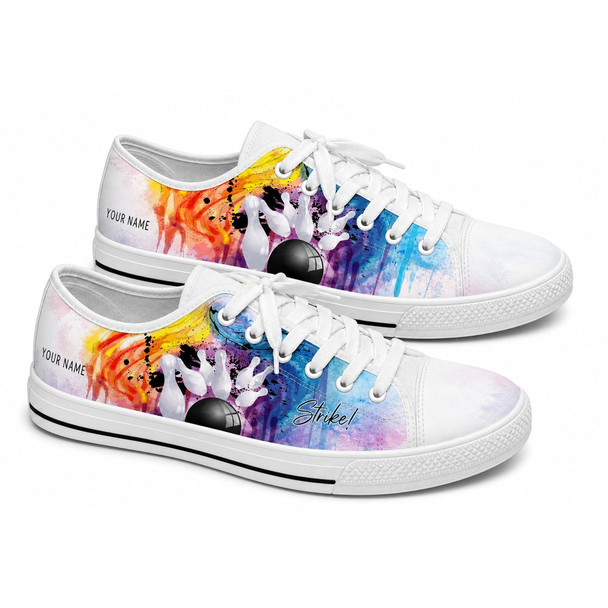 Bowling Strike Artwork Graphic Personalized Low Top Shoes