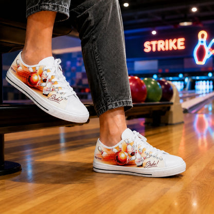 Bowling Strike Ball Pins Graphic Personalized Low Top Shoes Bowling Life Style