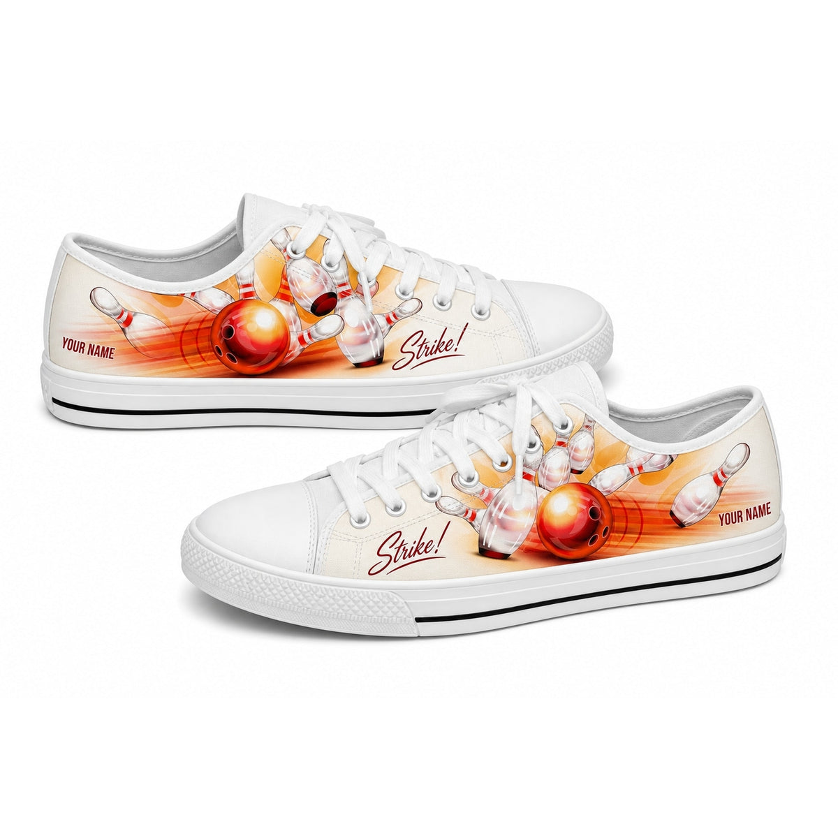 Bowling Strike Ball Pins Graphic Personalized Low Top Shoes