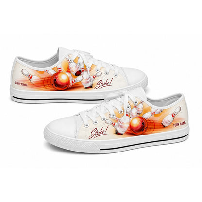 Bowling Strike Ball Pins Graphic Personalized Low Top Shoes