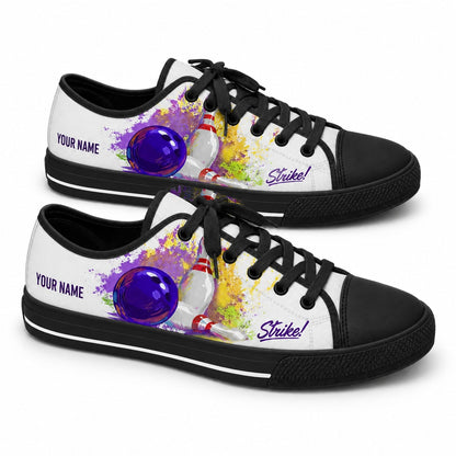 Bowling Strike Design Custom Low Top Shoes Black Shoes