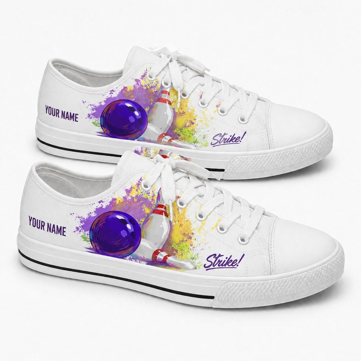 Bowling Strike Design Custom Low Top Shoes