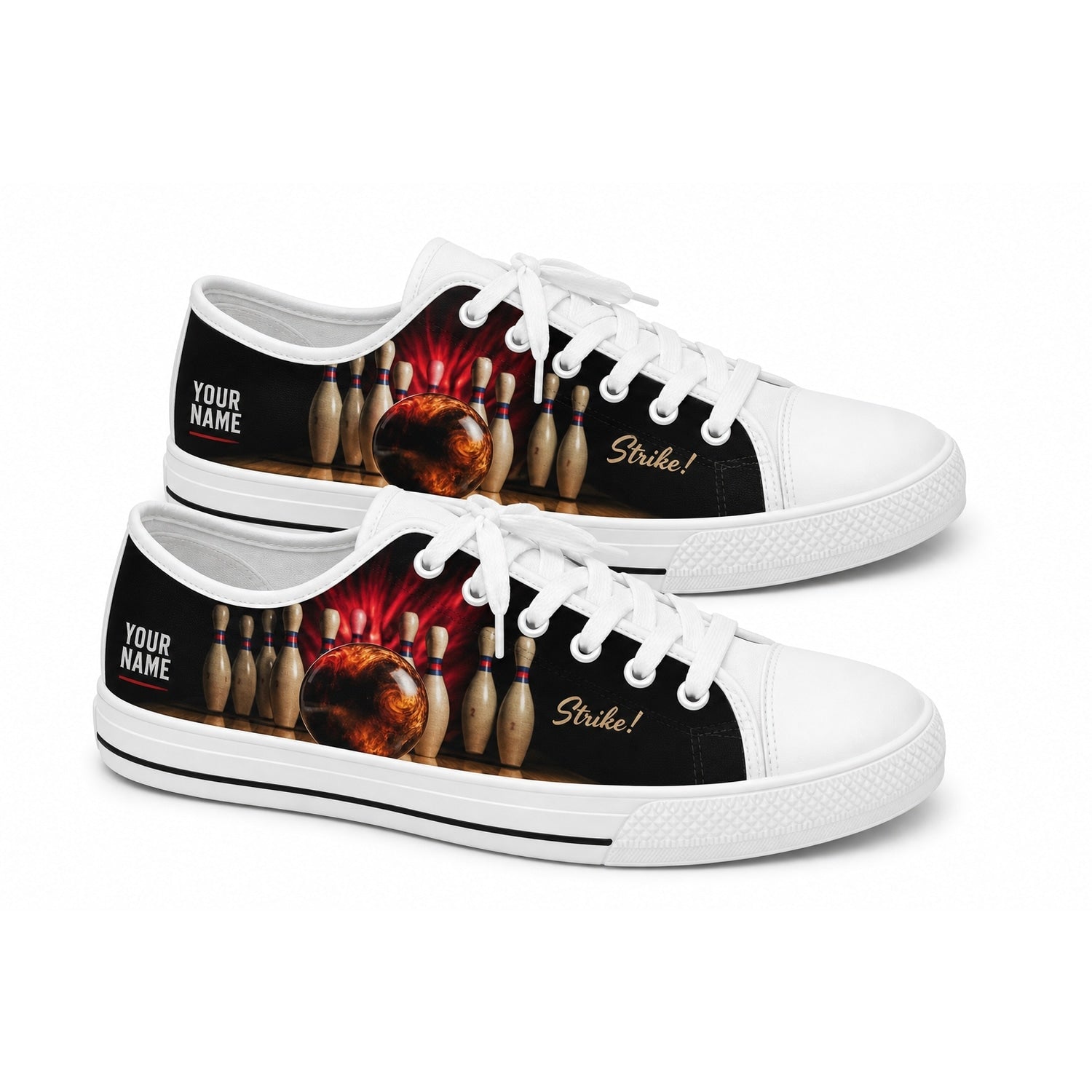 Bowling Strike Design Graphic Personalized Low Top Shoes