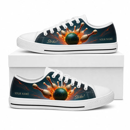 Bowling Strike Explosion Graphic Custom Low Top Shoes Box White