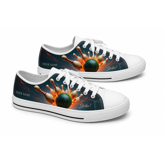 Bowling Strike Explosion Graphic Custom Low Top Shoes