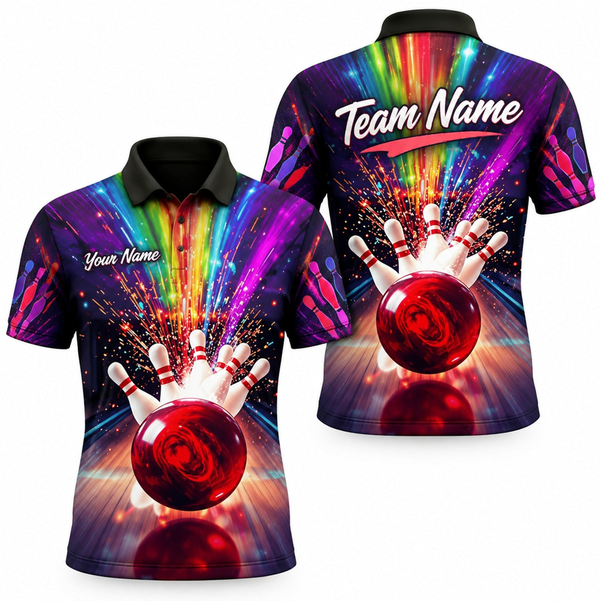Bowling Strike Explosion Sport Custom Bowling Polo Shirt