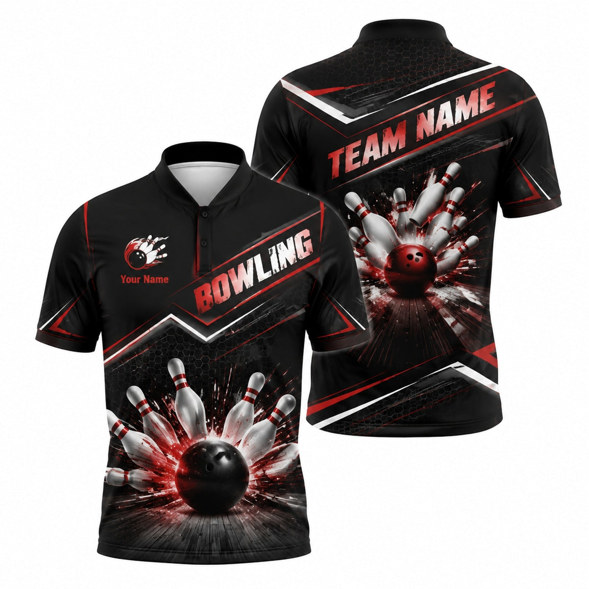 Bowling Strike Explosion Sport Personalized Bowling Polo Shirt