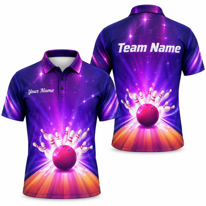 Bowling Strike Galaxy Personalized Bowling Polo Shirt