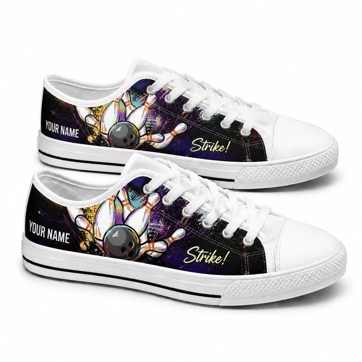 Bowling Strike Graphic Personalized Low Top Shoes