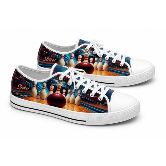 Bowling Strike Pins Graphic Personalized Low Top Shoes