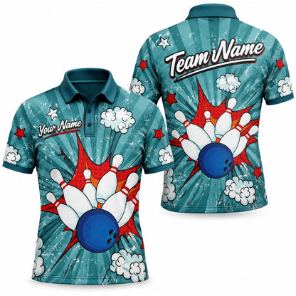 Bowling Strike Pop Art Custom Bowling Polo Shirt