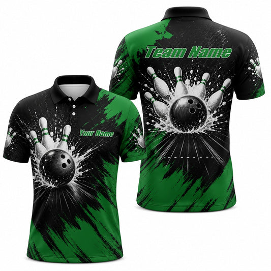Bowling Strike Splash Graphic Personalized Bowling Polo Shirt