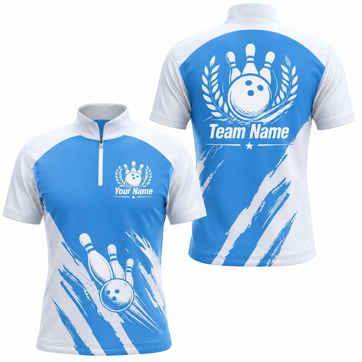 Bowling Team Name Modern Custom Bowling Polo Shirt Jersey Zip 1 4 Collar