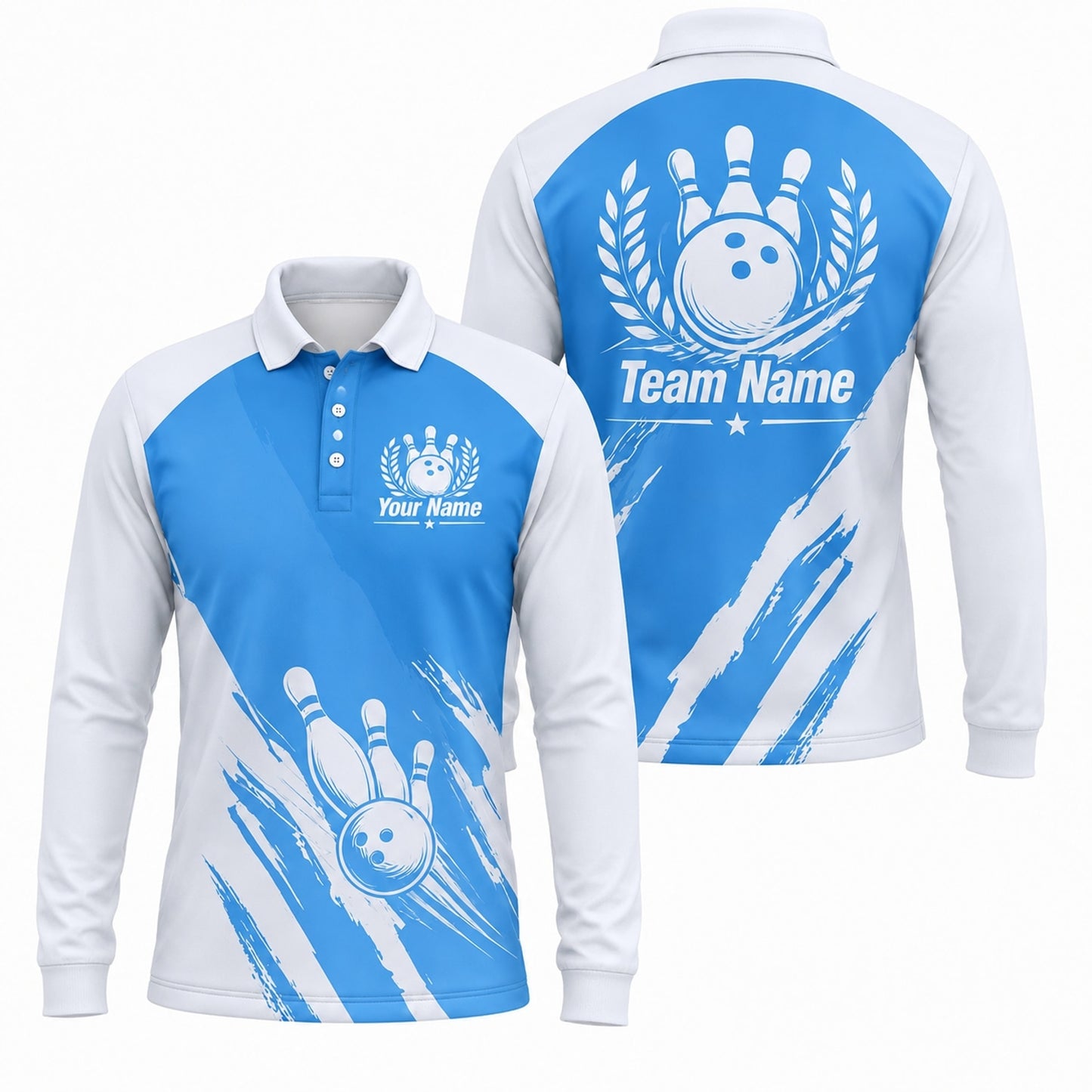 Bowling Team Name Modern Custom Bowling Polo Shirt Long Sleeve Polo