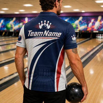 Bowling Team Name Modern Personalized Bowling Polo Shirt Back View