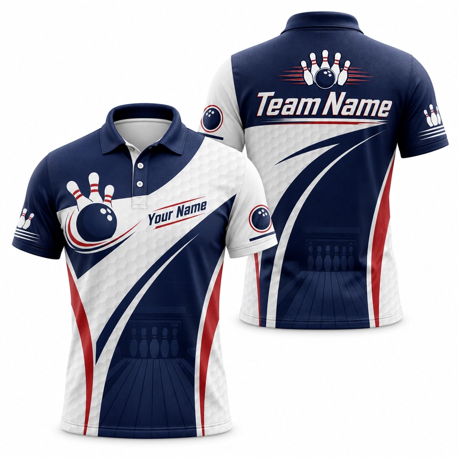 Bowling Team Name Modern Personalized Bowling Polo Shirt