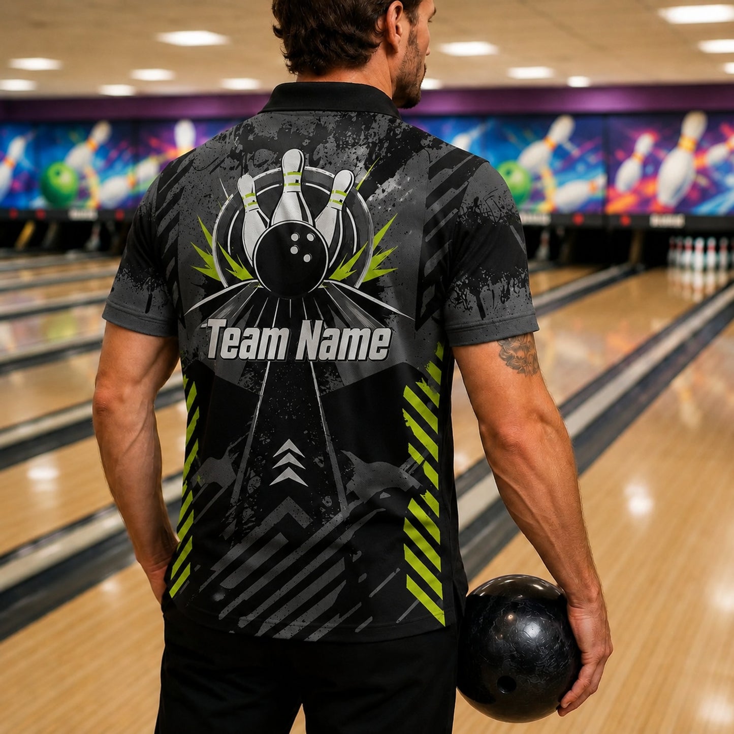 Bowling Team Name Sport Personalized Bowling Polo Shirt Back View