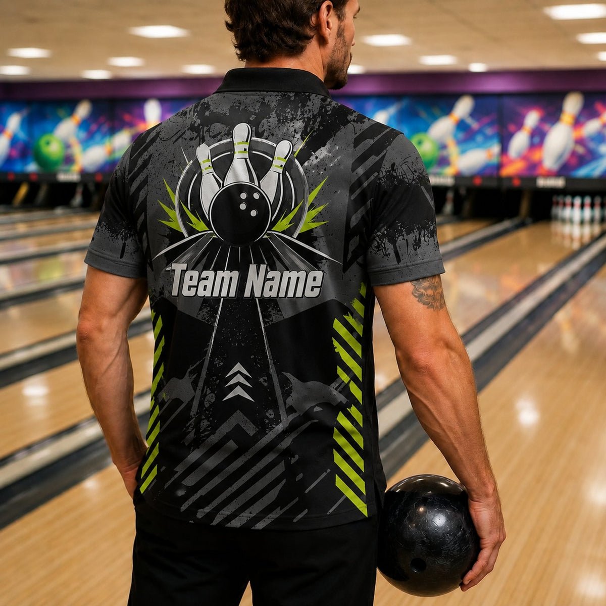Bowling Team Name Sport Personalized Bowling Polo Shirt Back View