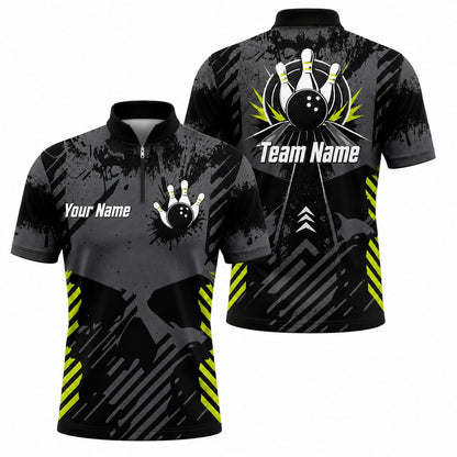 Bowling Team Name Sport Personalized Bowling Polo Shirt Jersey Zip 1 4 Collar