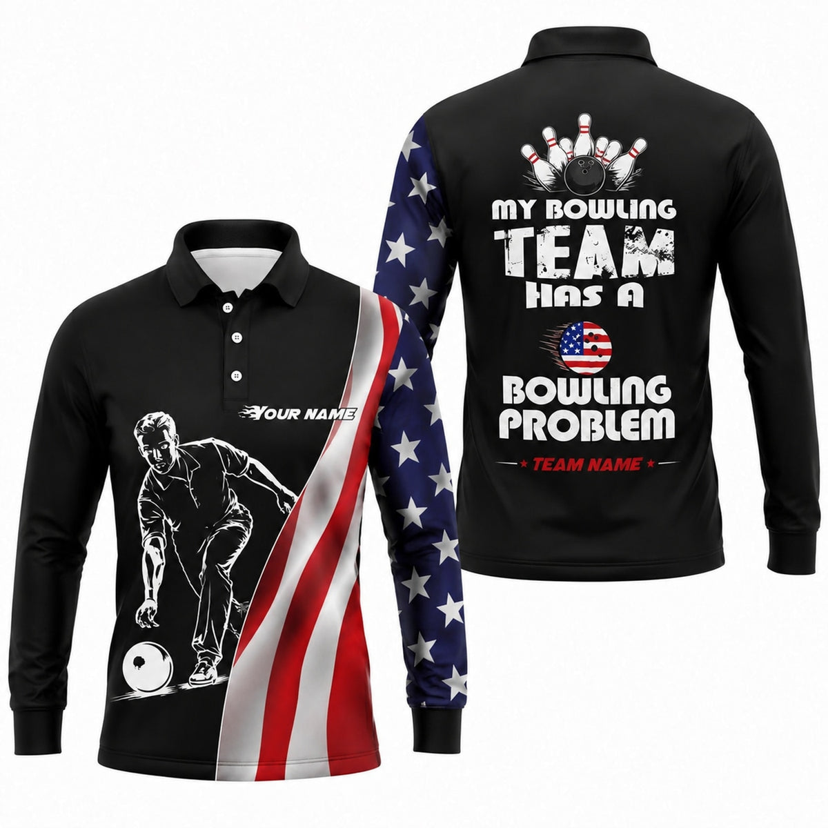 Bowling Team Problem Sport Personalized Bowling Polo Shirt Long Sleeve Polo