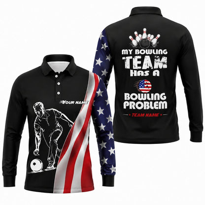 Bowling Team Problem Sport Personalized Bowling Polo Shirt Long Sleeve Polo