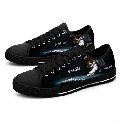 Break Shot Billiards Design Personalized Low Top Shoes Black Shoes