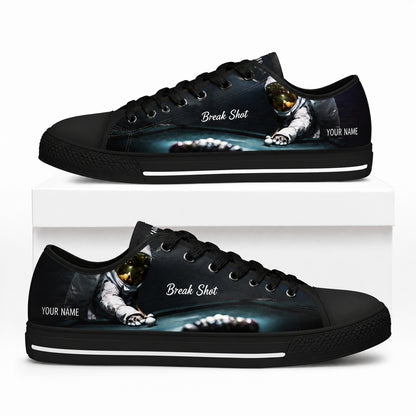 Break Shot Billiards Design Personalized Low Top Shoes Box Black