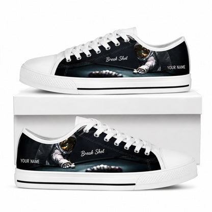 Break Shot Billiards Design Personalized Low Top Shoes Box White