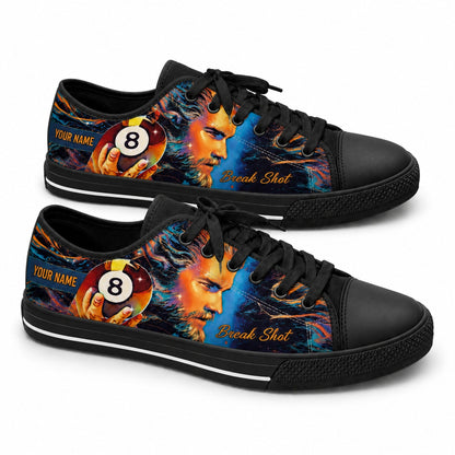 Break Shot Eight Ball Artistic Personalized Low Top Shoes Black Shoes