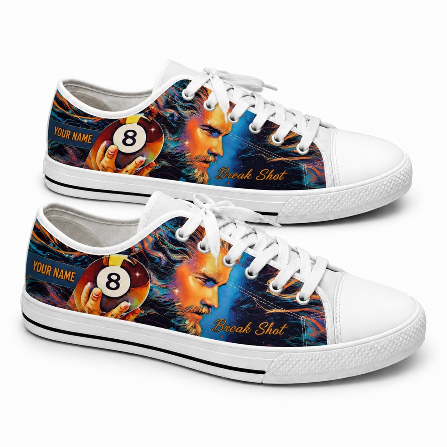 Break Shot Eight Ball Artistic Personalized Low Top Shoes
