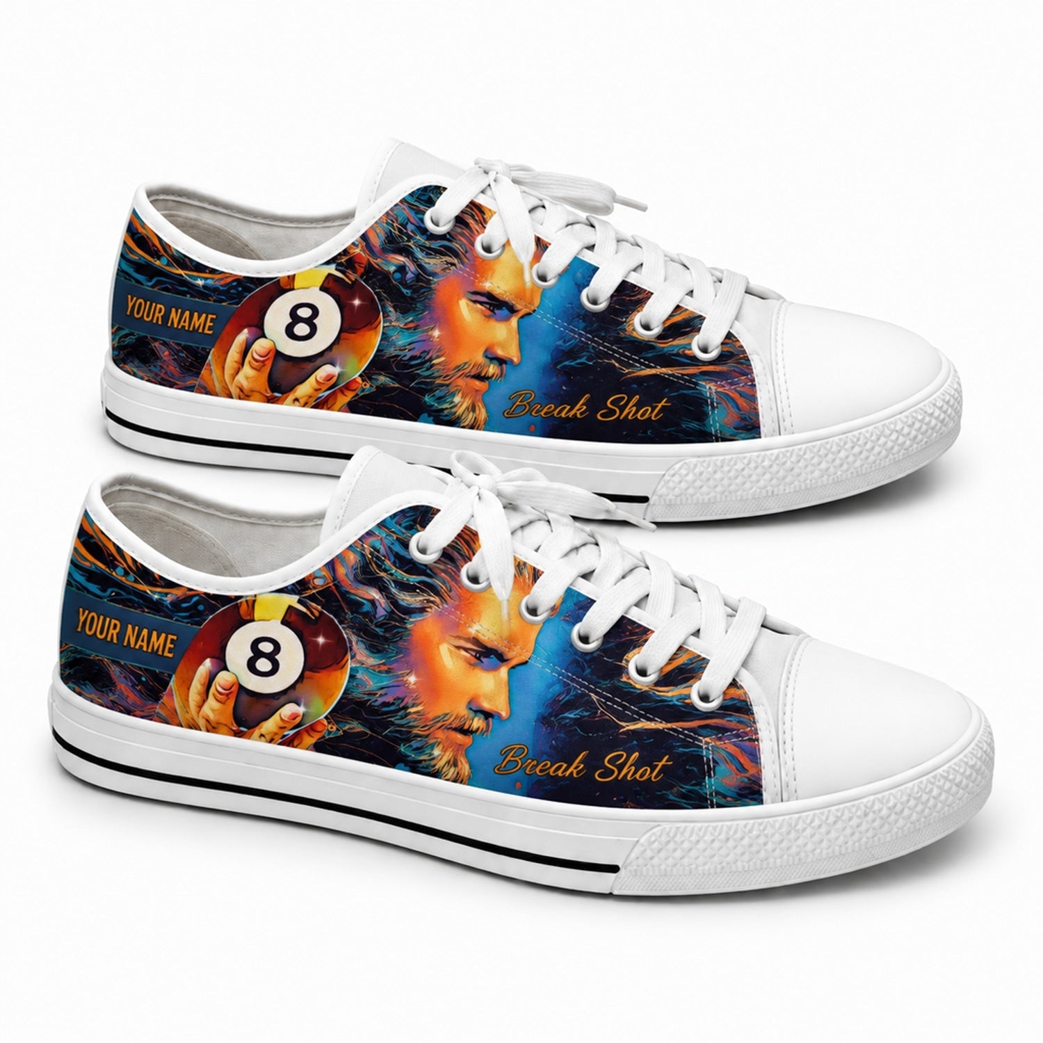 Break Shot Eight Ball Artistic Personalized Low Top Shoes