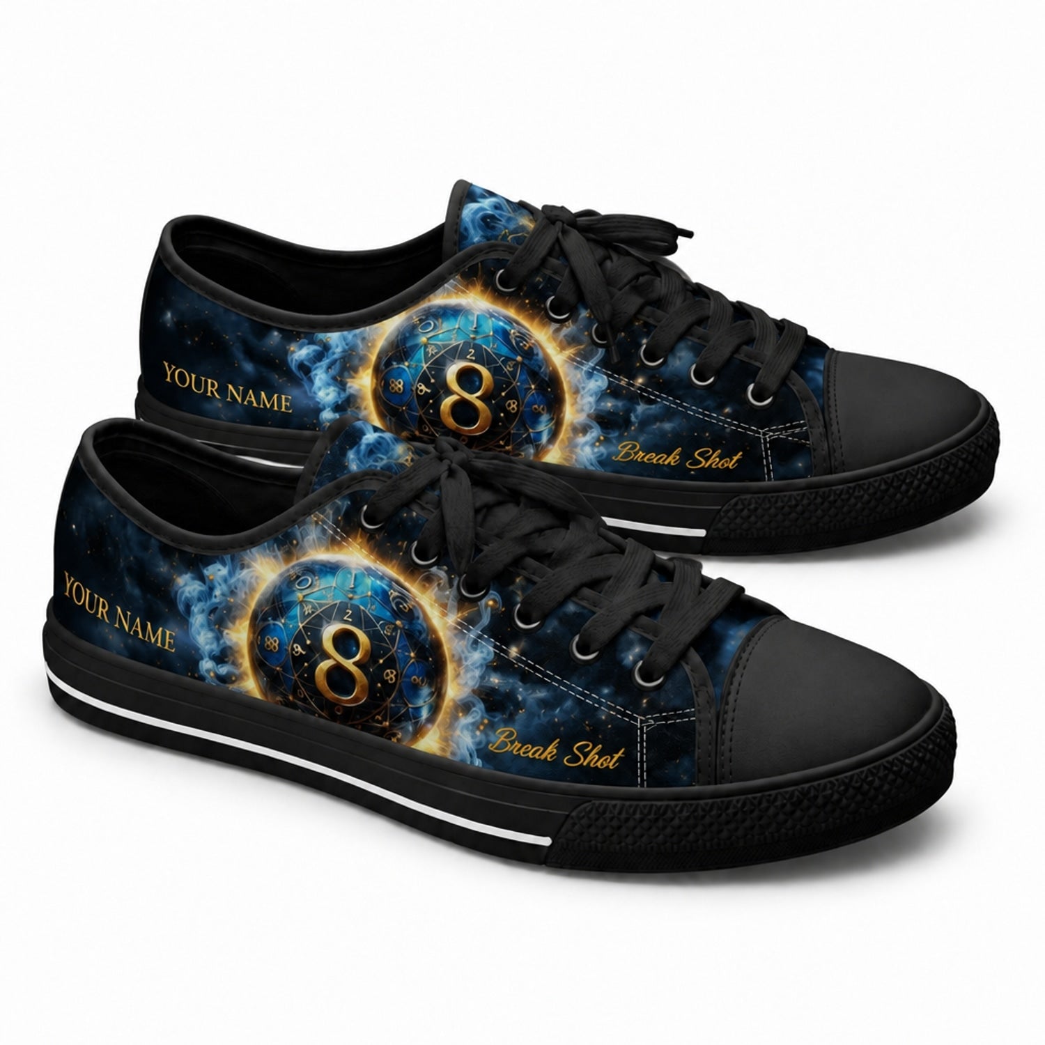 Break Shot Eight Ball Custom Low Top Shoes Black Shoes