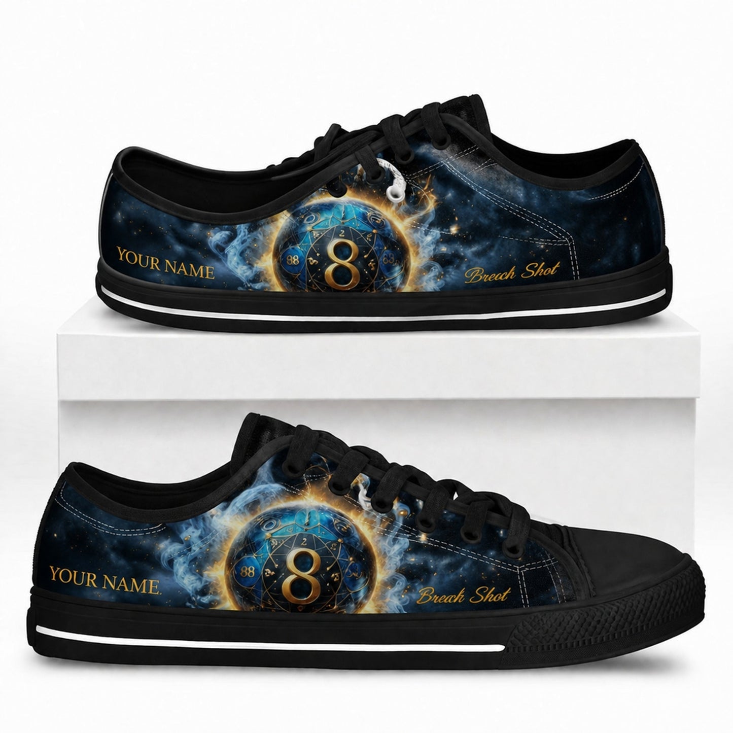 Break Shot Eight Ball Custom Low Top Shoes Box Black